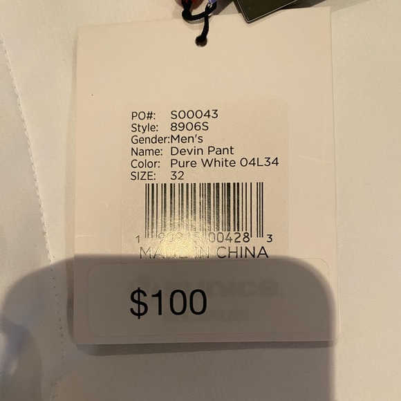 SUNICE Men’s White Pants Sz 32 NWT - Picture 12 of 12